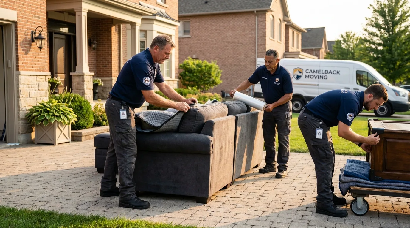 Large estate moving crew wrapping furniture in North Pole, AK